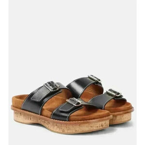 New NWT Chloe Marah Womens Leather Buckle Slide Sandals Size 38 Retails $825